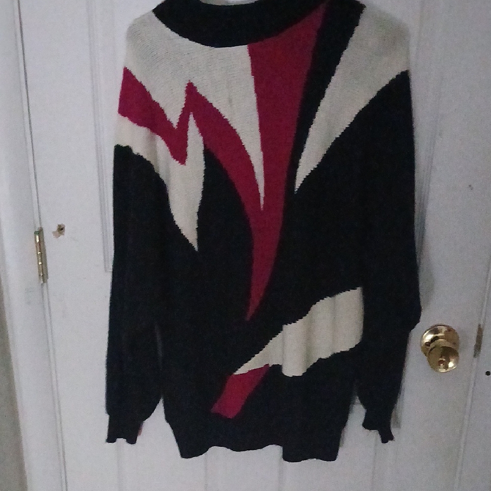 Alfred Dunner Black and Red Cowl Neck Sweater